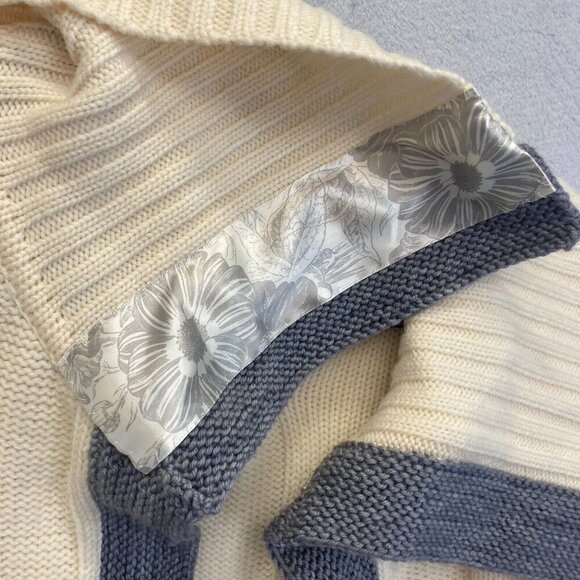 Antonio Melani Short Sleeve Cardigan Medium M Merino Wool Cream Cable Heavy Open - Picture 10 of 16